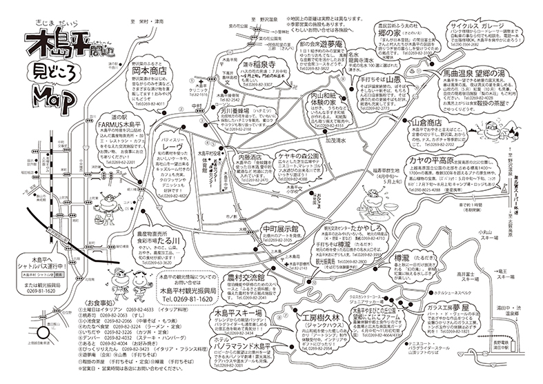 木島平村みどころマップ。詳しくは担当課へお問い合わせください。