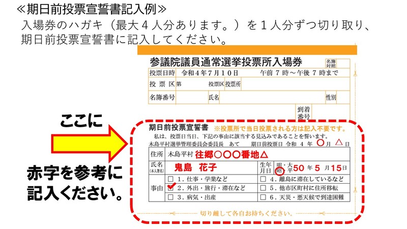 宣誓書記入例
