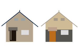 木島平村田舎暮らし体験住宅の庚棟と大町棟のイラスト